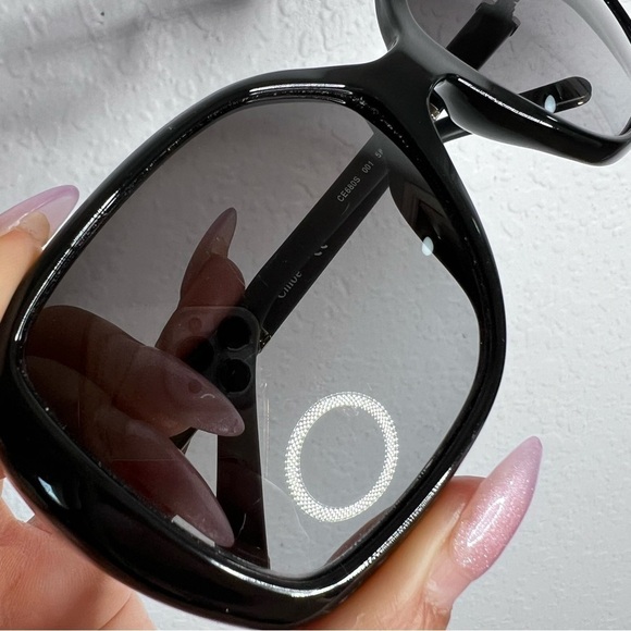 Chloe sunglasses black large round squared women main image 5